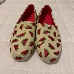 Toms Watermelon Print Flats - Cream and Pink